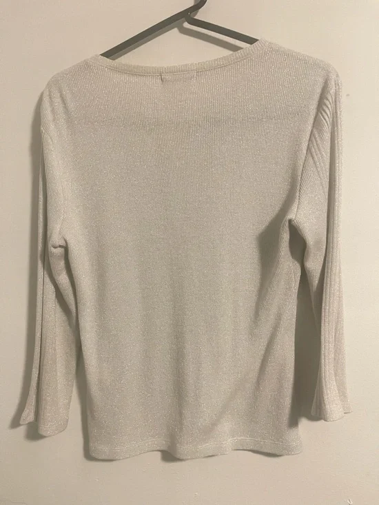 NWT Paul Stuart Japanese Cotton Blend Sparkle Cardigan - Size 6 - Grey/Silver - Picture 7 of 8